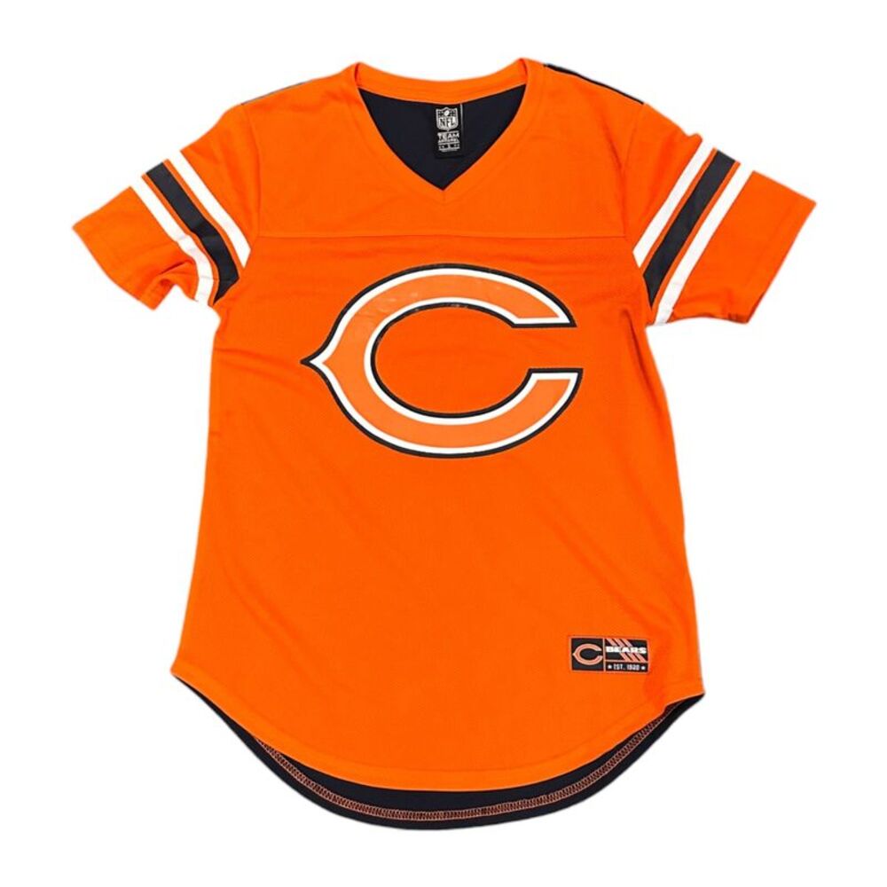 NFL Chicago Bears Women's Short Sleeve Team Jersey Shirt in Orange/Navy, Small